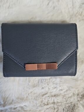 Ted Baker Navy Wallet with Rose Gold Bar
